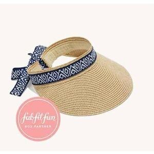 Stylish Tan Visor with Navy Patterned Band